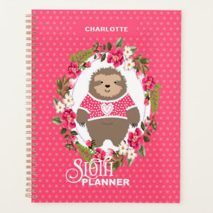 Sloth Super Cute Girly Editable Name Planner