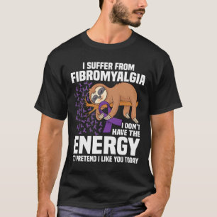 Sloth Support Purple Ribbon Warrior Fibromyalgia A T-Shirt