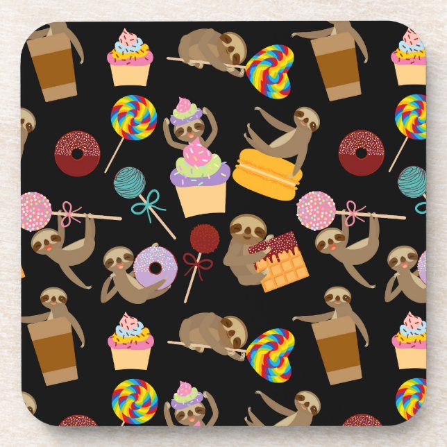 Sloth Sweet Treats Pattern Coaster (Front)