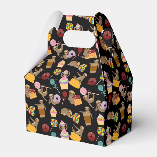 Sloth Sweet Treats Pattern Favor Box (Front Side)