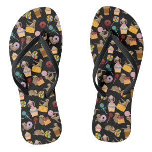 Sloth Sweet Treats Pattern Flip Flops