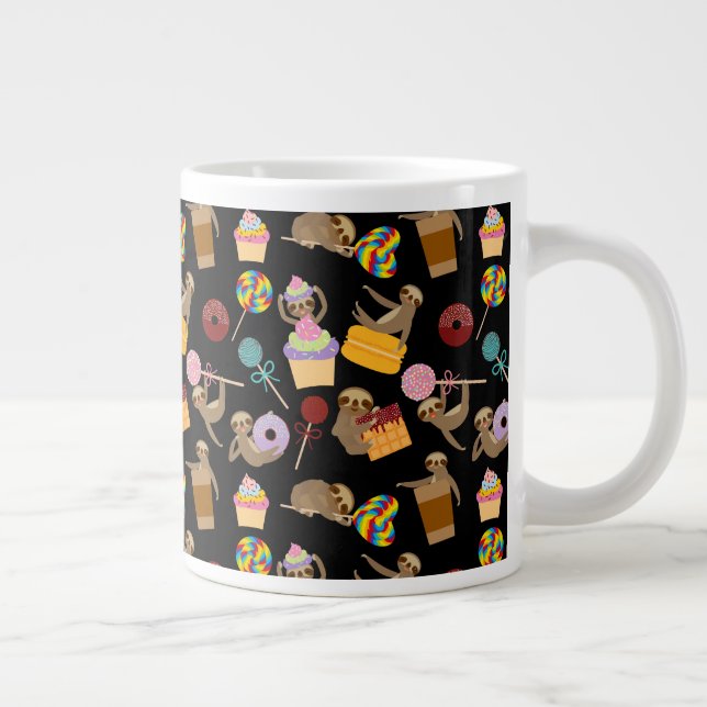 Sloth Sweet Treats Pattern Large Coffee Mug (Right)