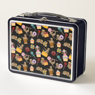 Sloth Sweet Treats Pattern Metal Lunch Box