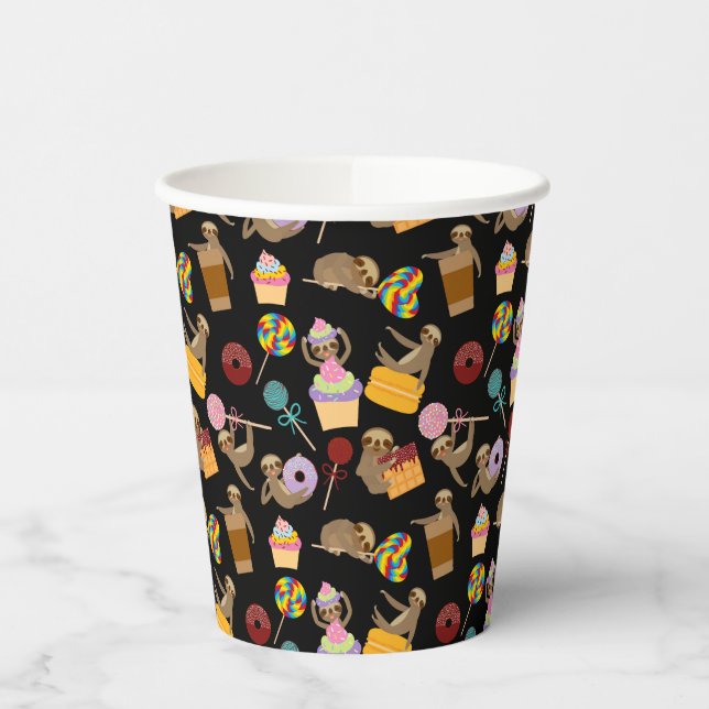 Sloth Sweet Treats Pattern Paper Cups (Left)