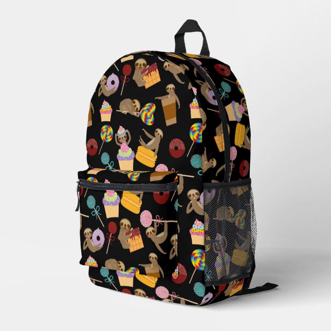 Sloth Sweet Treats Pattern Printed Backpack (Back Corner Right)
