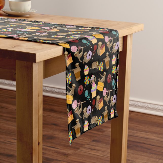 Sloth Sweet Treats Pattern Short Table Runner (In Situ)