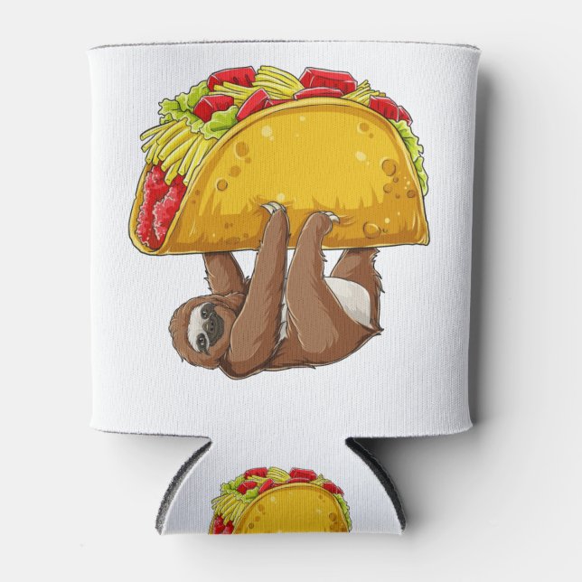 Sloth Taco Funny Tacos Lover fitness Gym Novelty Can Cooler (Front)