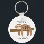 Sloth Teacher Keyring, Thank You Teaching Assistan Keychain<br><div class="desc">Say thank you in the cutest way possible with this adorable Sloth Teacher Keyring 🦥💛 Featuring a charming sloth design and a heartfelt thank-you message, this keychain is the perfect way to show appreciation to a wonderful teacher or teaching assistant. A small gift with big meaning—ideal for those who help...</div>