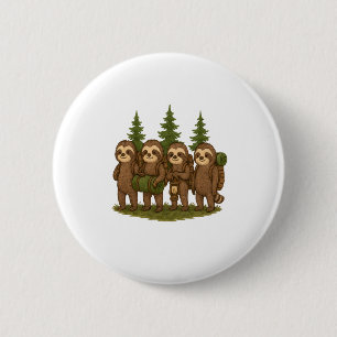 Sloth Team Sloth Hiking Camping 2 Inch Round Button