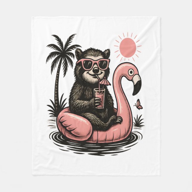 Sloth Team Sloth Hiking Camping Fleece Blanket (Front)