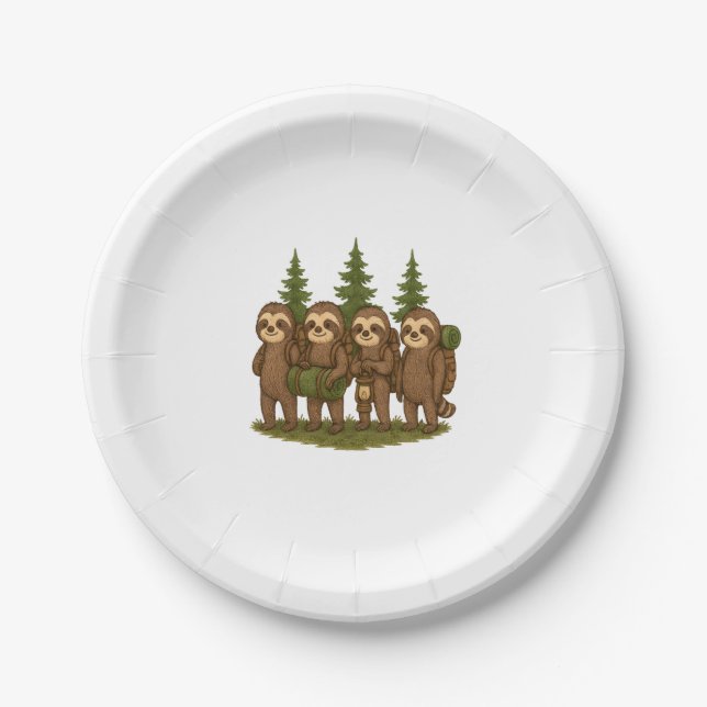 Sloth Team Sloth Hiking Camping Paper Plate (Front)