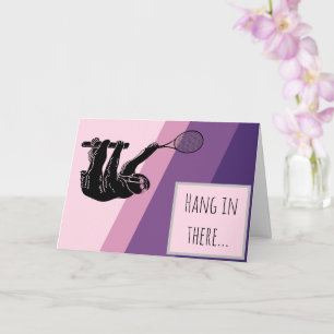 Sloth Tennis Player and Pink and Purple Background Card