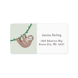 Sloth theme baby shower label