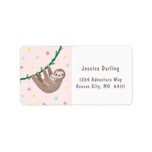 Sloth theme baby shower label