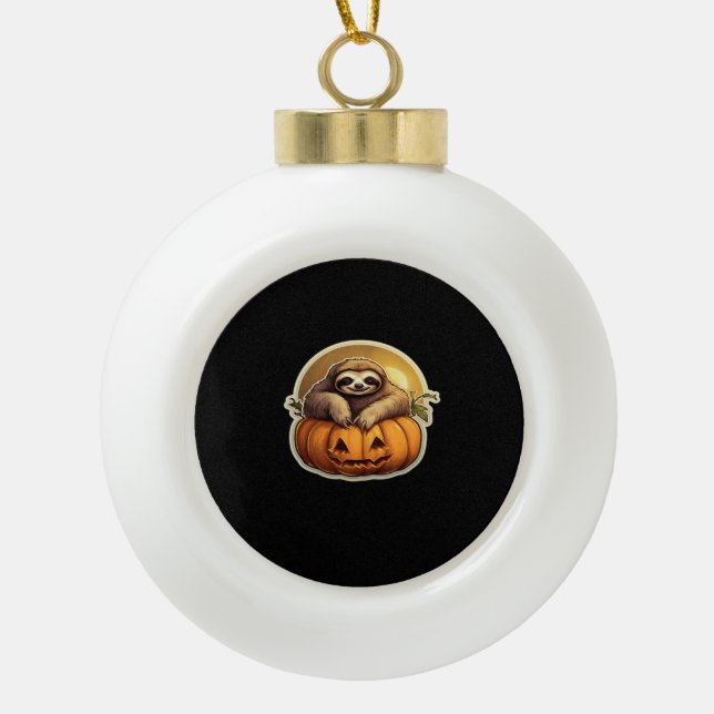 Sloth themed halloween Classic T-Shirt_1 Ceramic Ball Christmas Ornament (Front)