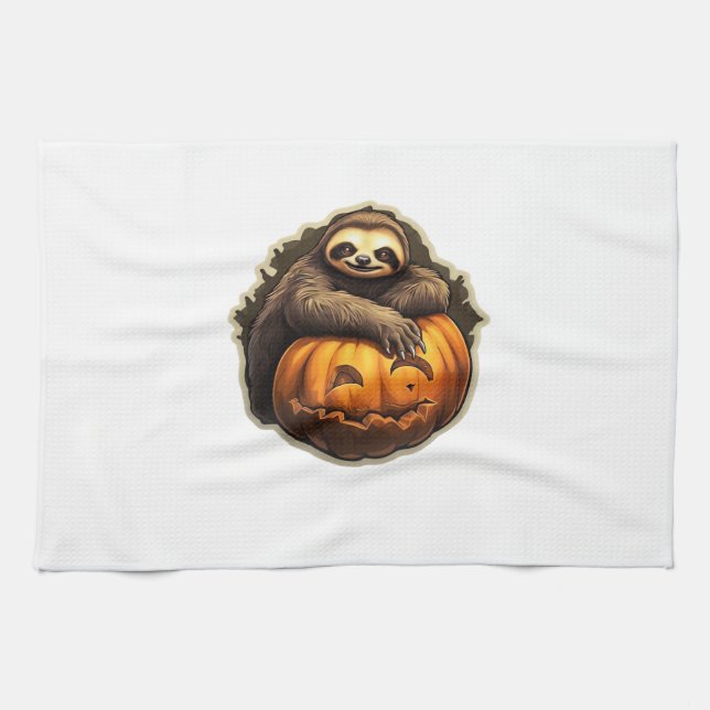 Sloth themed halloween Classic T-Shirt Kitchen Towel (Horizontal)