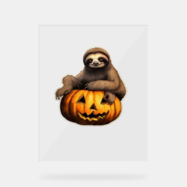 Sloth themed halloween Oversized T-Shirt Acrylic Sign (Front)