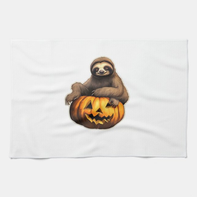 Sloth themed halloween Oversized T-Shirt Kitchen Towel (Horizontal)