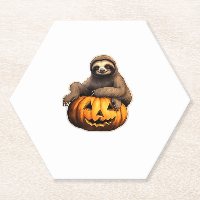 Sloth themed halloween Oversized T-Shirt Paper Coaster (Front)