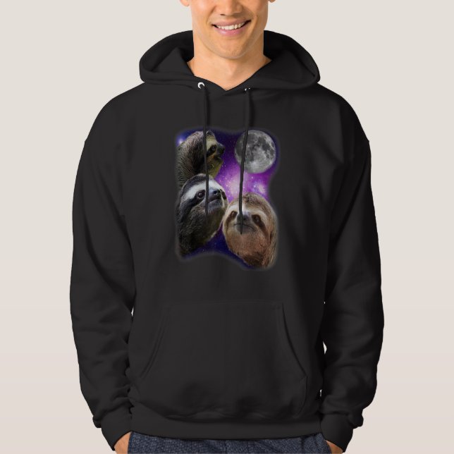 Sloth - Three Sloth Howling Moon Funny Parody Desi Hoodie (Front)