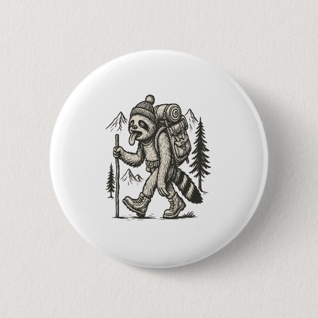 Sloth Tired Sloth Hiking 2 Inch Round Button (Front)