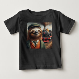 Sloth Train Engineer Baby T-Shirt