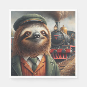 Sloth Train Engineer Napkin