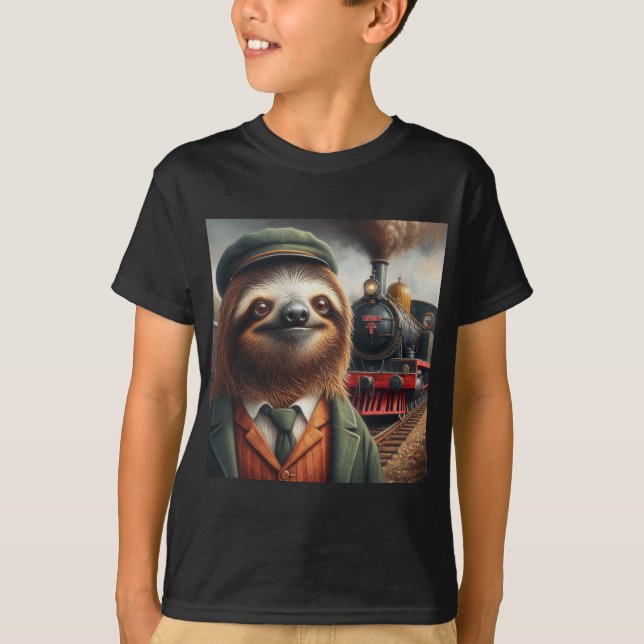 Sloth Train Engineer T-Shirt (Front)