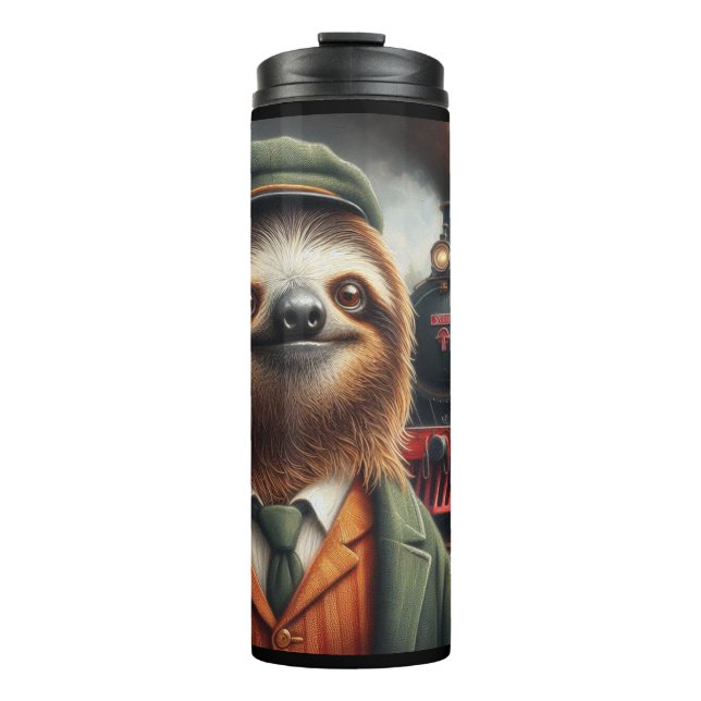 Sloth Train Engineer Thermal Tumbler (Front)