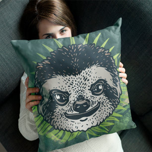 Sloth Tropical Amazon Throw Pillow