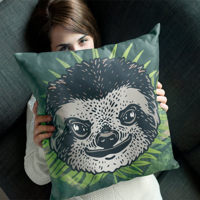 Sloth Tropical Amazon Throw Pillow (Creator Uploaded)