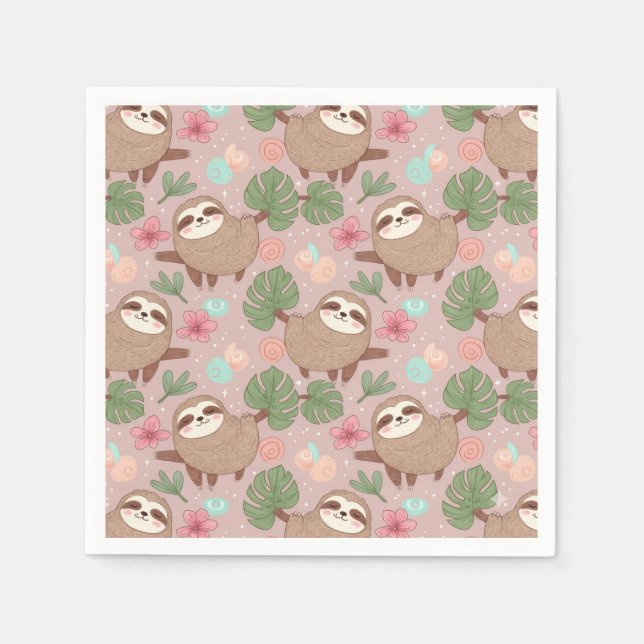 Sloth Tropical Dream Napkin (Front)