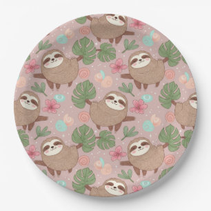 Sloth Tropical Dream Paper Plate