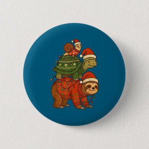 Sloth Turtle Snail Christmas Xmas 2 Inch Round Button