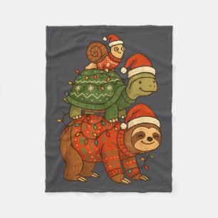 Sloth Turtle Snail Christmas Xmas  Fleece Blanket