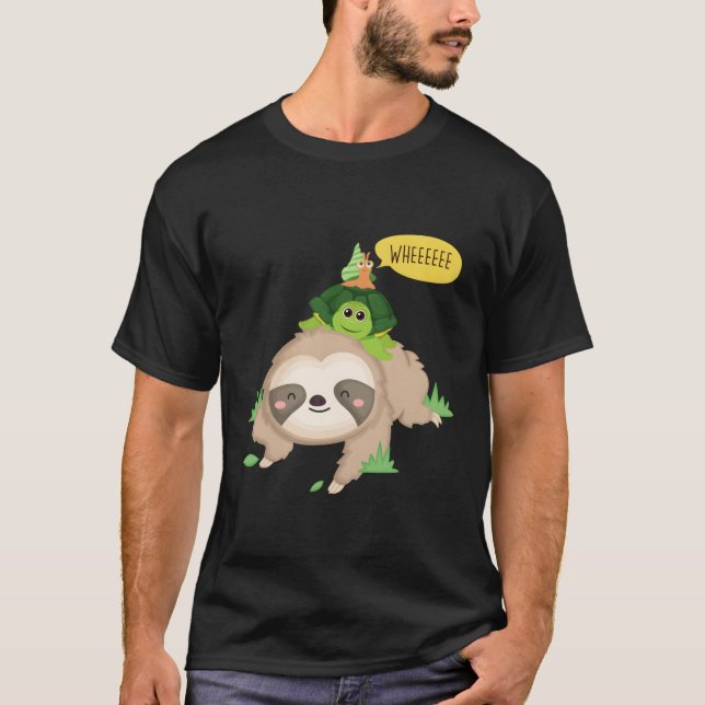 Sloth Turtle Snail Funny Slow Lazy Animal Lover Gi T-Shirt (Front)