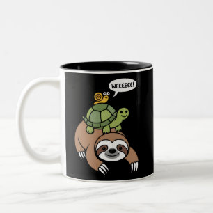 Sloth Turtle Snail Piggyback Animal Running Wild  Two-Tone Coffee Mug