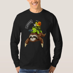 Sloth Turtle Snail Piggyback Running Riding Team T T-Shirt