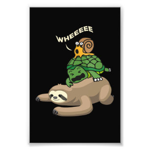 Sloth Turtle Snail Sloth Wheee Funny Photo Print