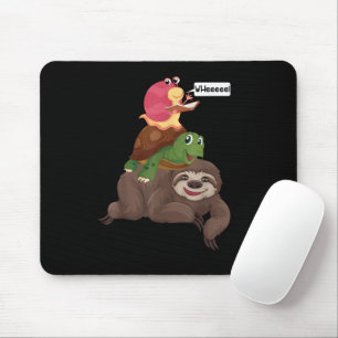 Sloth Turtle Snail Team Piggyback Slow Graphic Mouse Pad