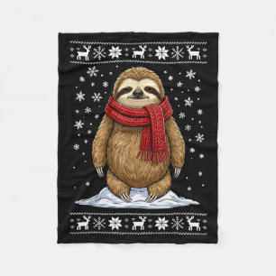 Sloth Ugly Christmas  Fleece Blanket