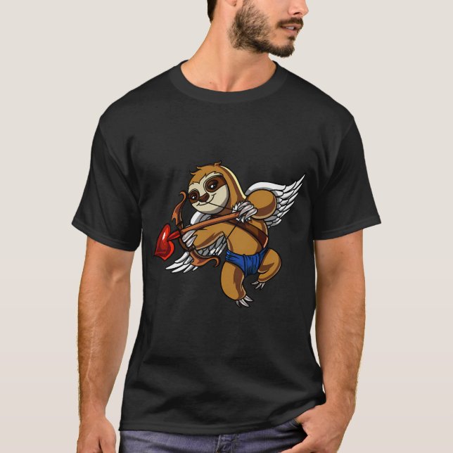 Sloth Valentines Day Cupid T-Shirt (Front)