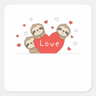 Sloth Valentine's Day Heart Love Cute Sloths Square Sticker