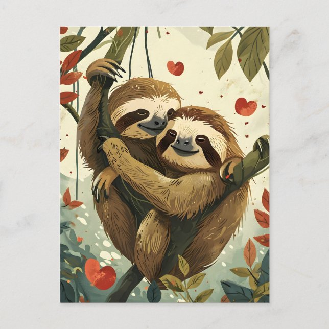 Sloth Valentine's Day  Postcard (Front)