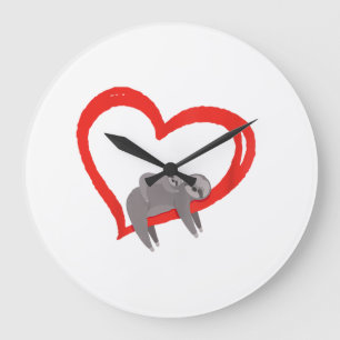 Sloth Valentine's Day, Women's Sloths Valentine's Large Clock