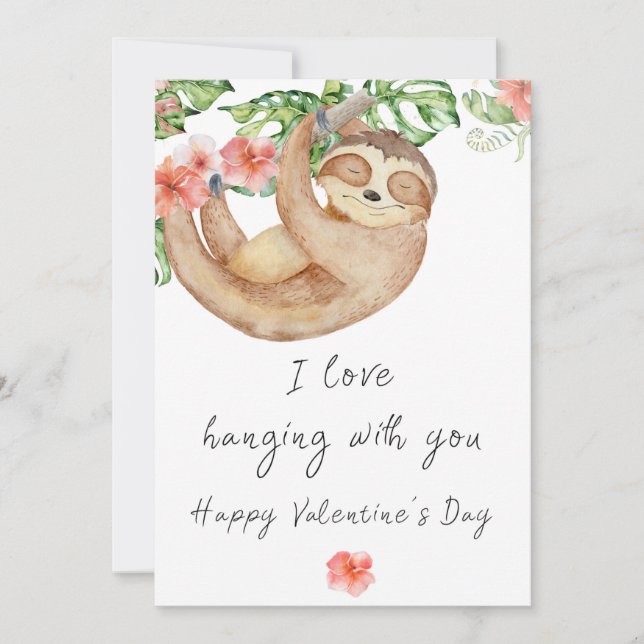Sloth Valentin's Day Greeting Card (Front)