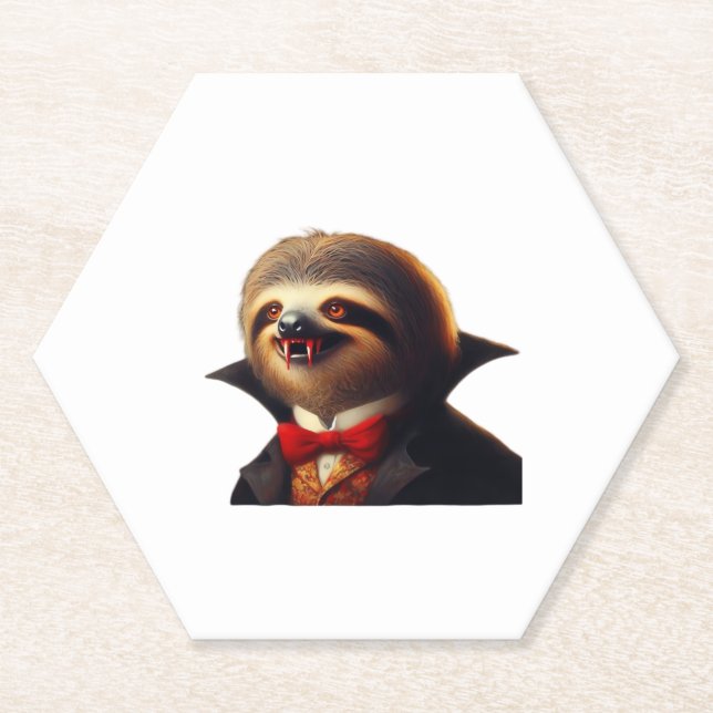 Sloth Vampire Classic T-Shirt Paper Coaster (Front)
