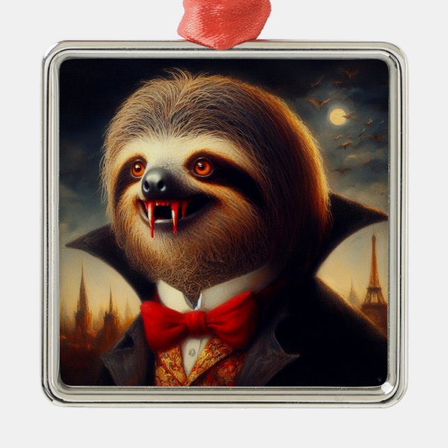 Sloth Vampire Metal Ornament (Front)