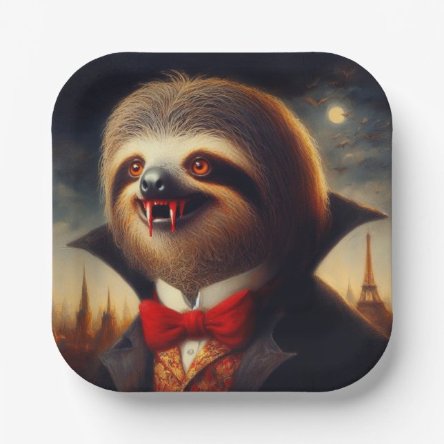 Sloth Vampire Paper Plate (Front)
