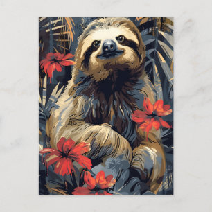 Sloth vintage  postcard